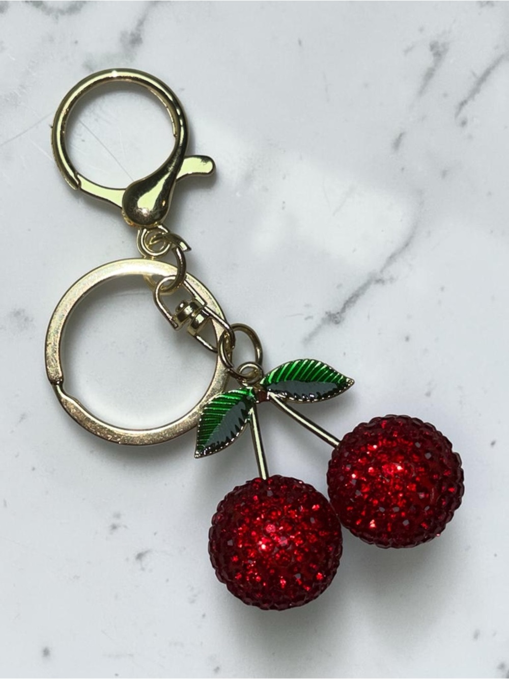 Gold Cherry Bag Charm Keychain